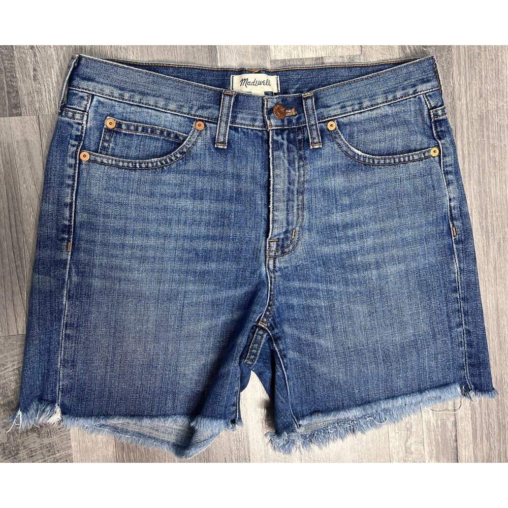 Madewell Denim Cut Off Shorts Womens 27 Blue High Rise Raw Hem Casual Summer
